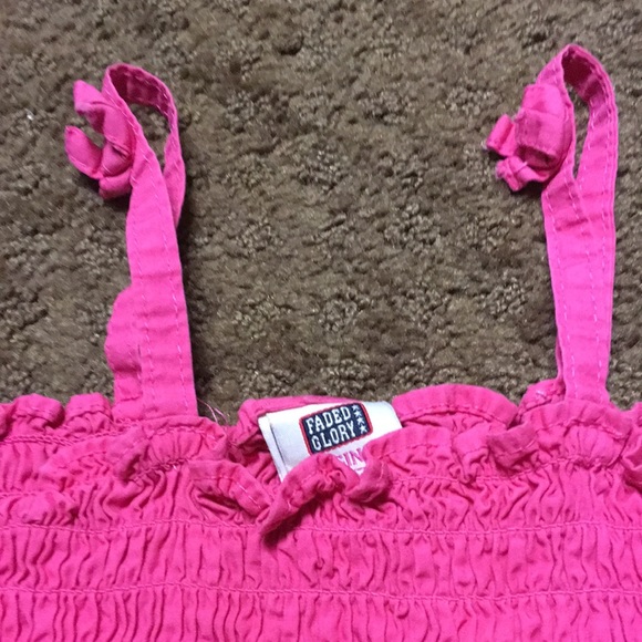 Tank hot pink color size 5 girl stretchy top Summer fun crop EUC - Picture 2 of 4